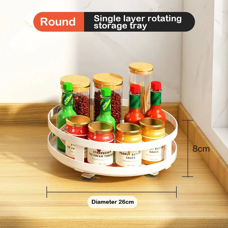 Rotatable Kitchen Storage Rack Kitchen Accessories Spice Storage Rack Clean Storage 360 Degrees Rotatable Organizer Turntable