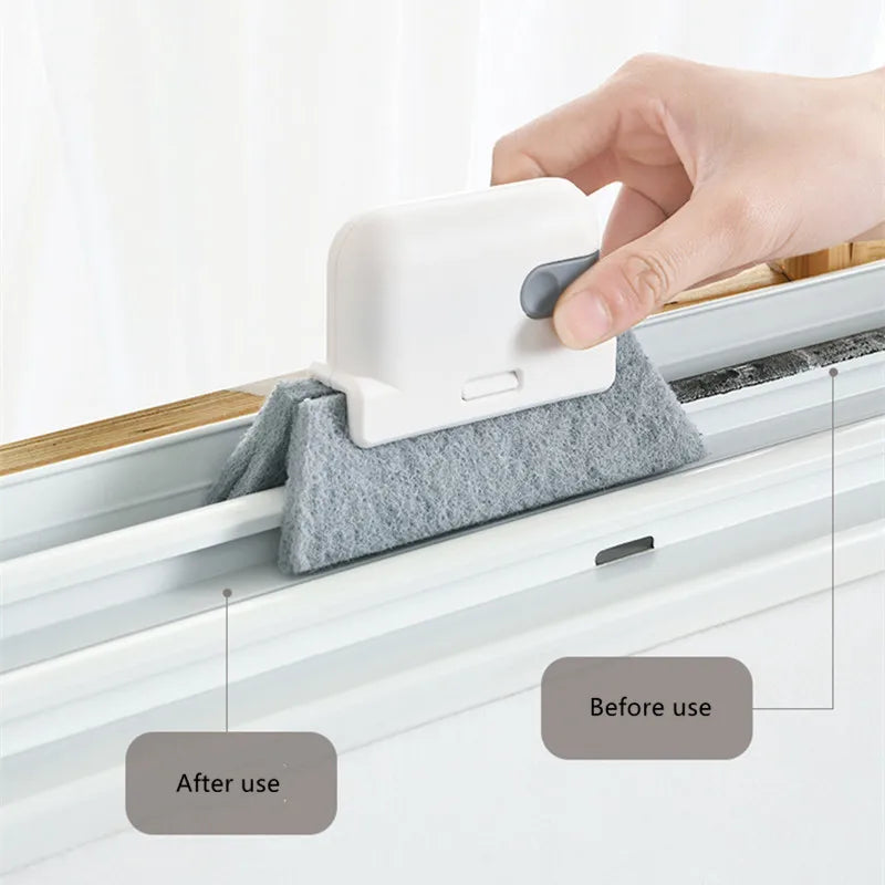 2 in 1 Groove Cleaning Tool Window Frame Door Groove Cleaning Brush Sliding Door Track Cleaning Tools Hand-Held Crevice Cleaner