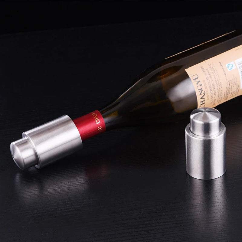 1Pc Stainless Steel Wine Bottle Stopper Vacuum Red Wine Bottle Cap Sealer Fresh Keeper Bar Tool Bottle Cover Kitchen Accessories