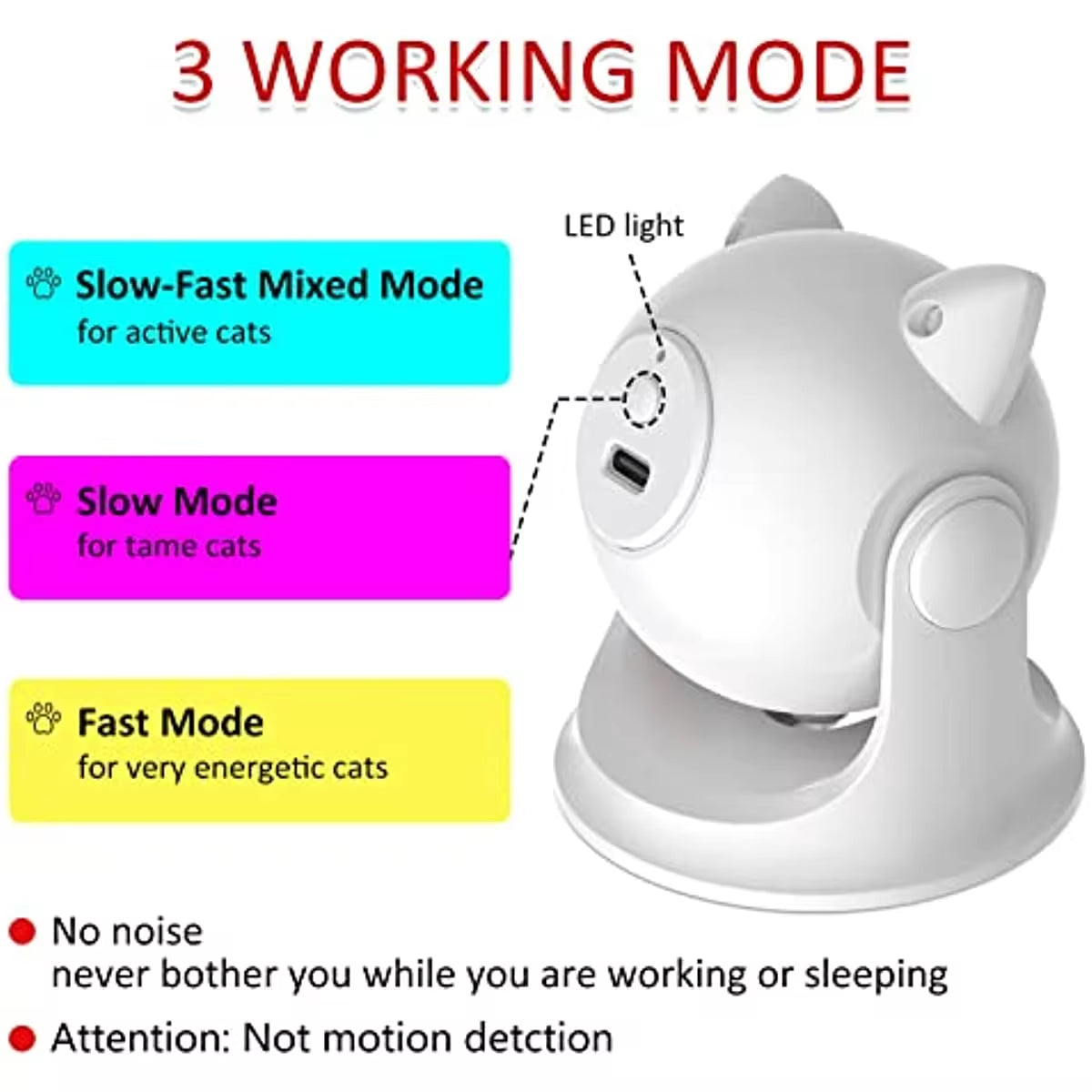 Rechargeable Motion Activated Cat Laser Toy Automatic,Interactive Cat Toys for Indoor Cats/Kittene/Dog,Fast and Slow Mode