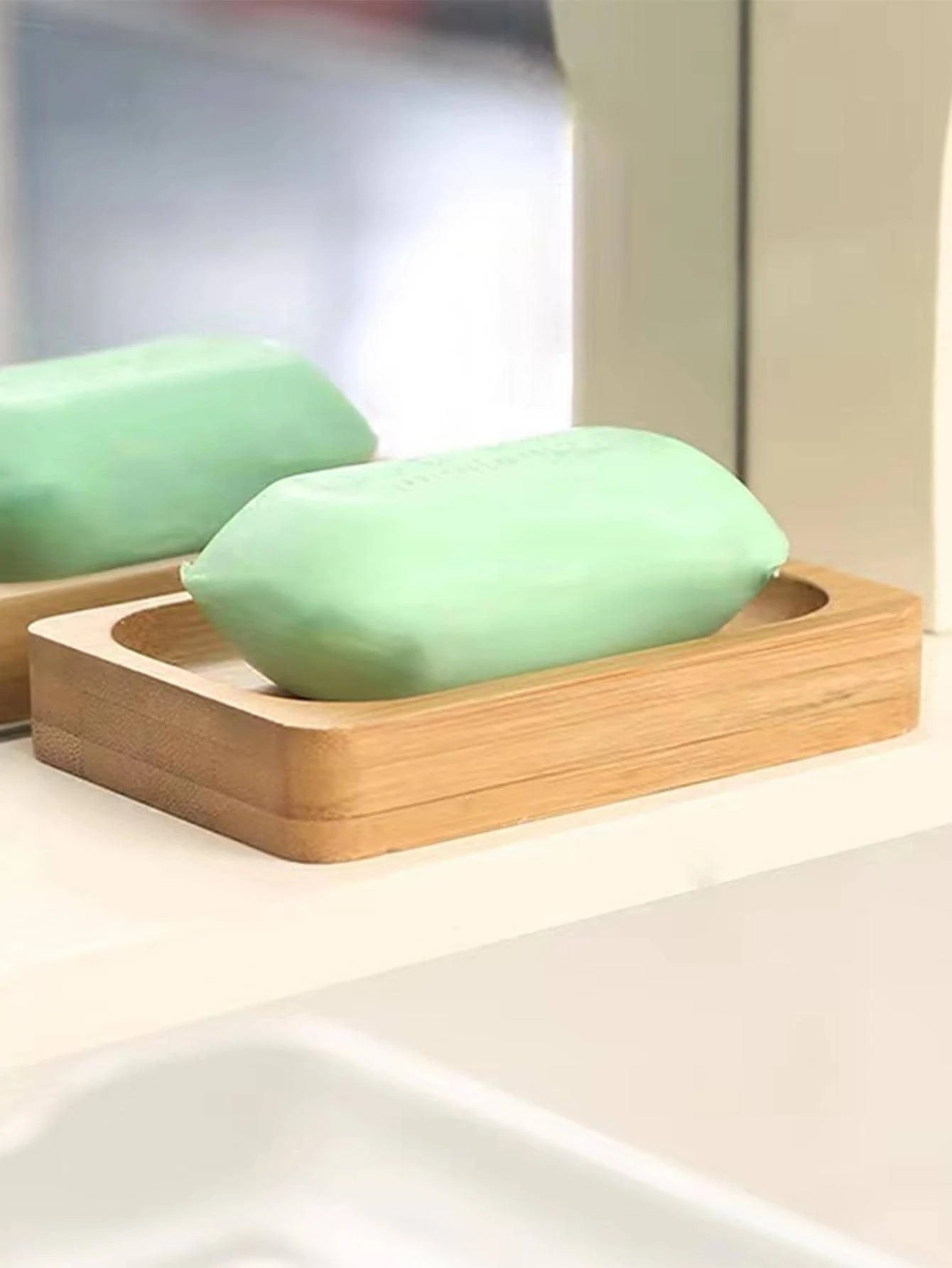 1Pc Khaki Bamboo Soap Dish, Plain Hollow Soap Holder for Household