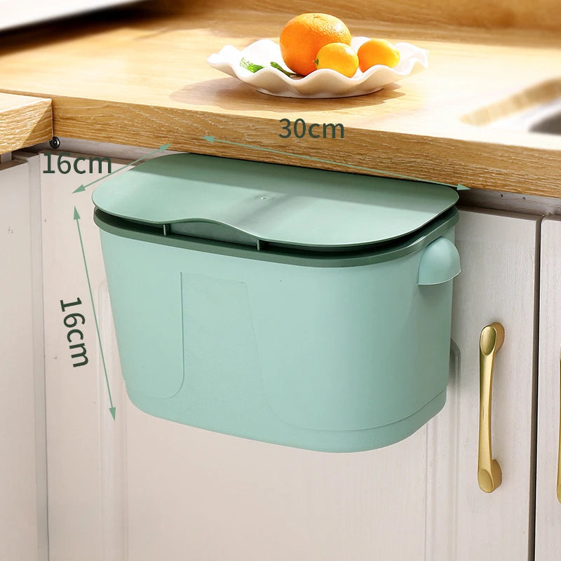 Hanging Trash Can for Kitchen Large Capacity Kitchen Recycling Garbage Basket Bathroom Wall Mounted Trash Bin with Lid